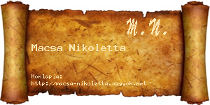Macsa Nikoletta névjegykártya